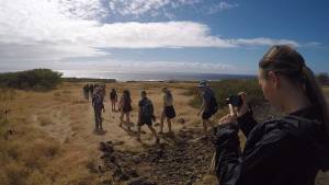 Students embarking on Green Sands Beach hike