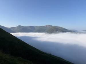 Hiking above clouds